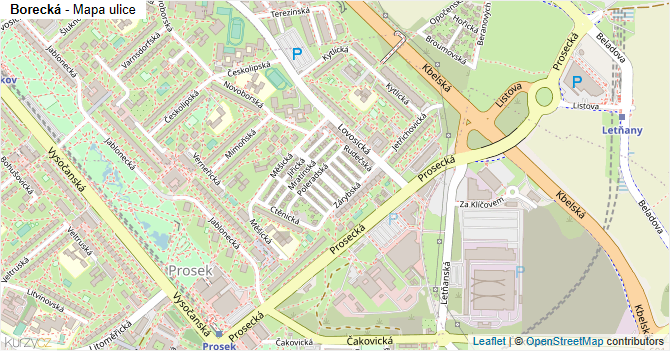 Borecká - mapa ulice