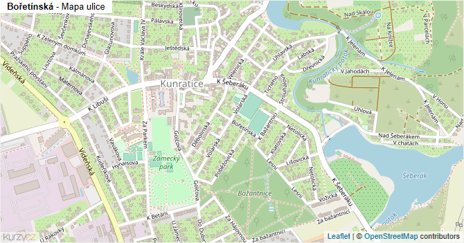Bořetínská - mapa ulice