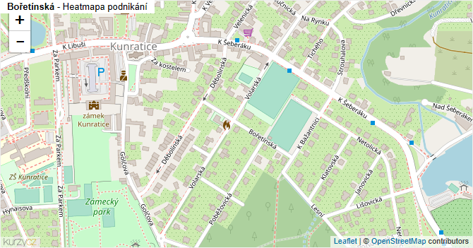 Bořetínská - mapa podnikání