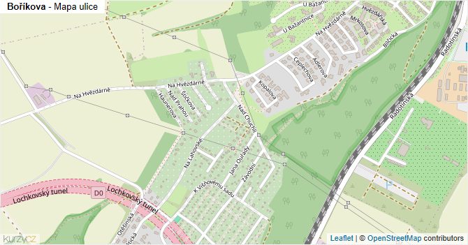 Boříkova - mapa ulice