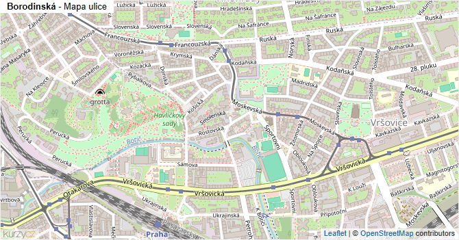 Borodinská - mapa ulice