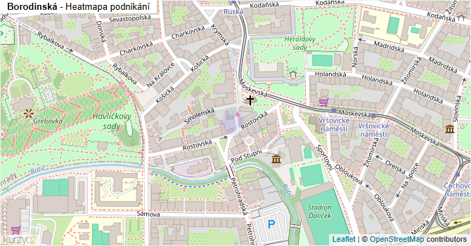 Borodinská - mapa podnikání