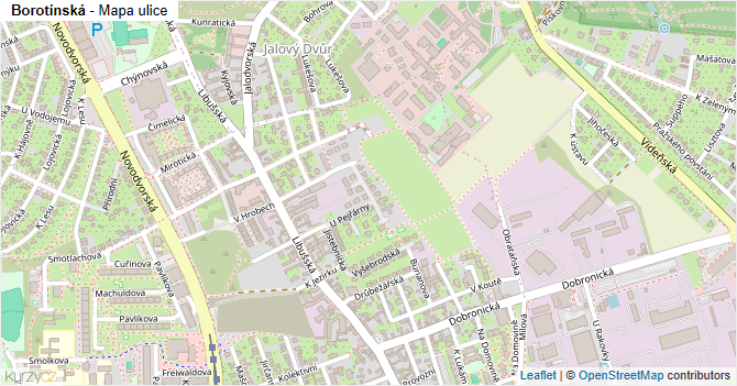 Borotínská - mapa ulice
