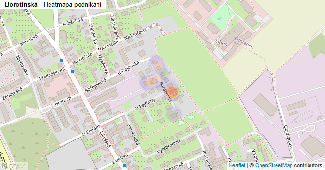 Borotínská - mapa podnikání