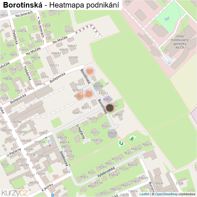 Mapa Borotínská - Firmy v ulici.