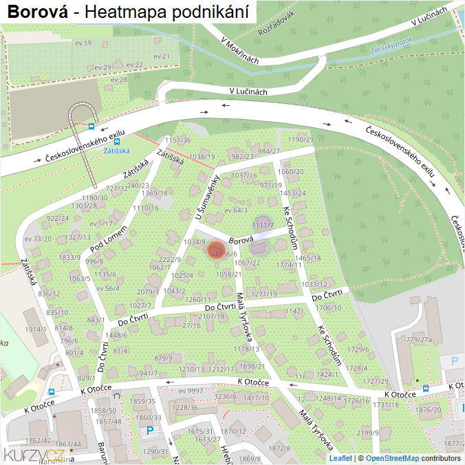 Mapa Borová - Firmy v ulici.
