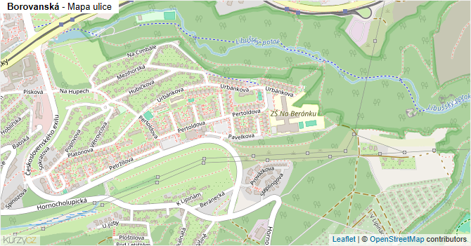 Borovanská - mapa ulice