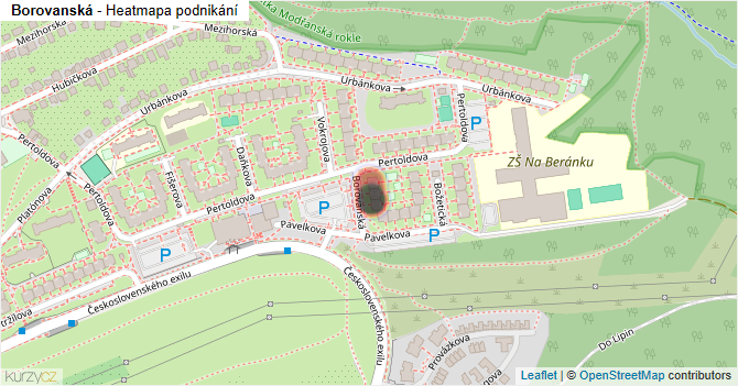 Borovanská - mapa podnikání