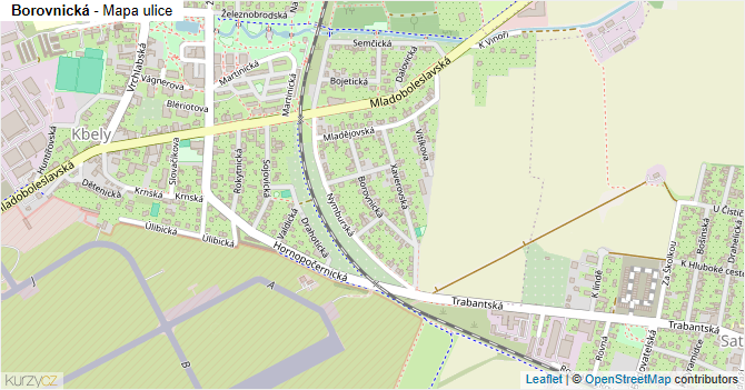 Borovnická - mapa ulice