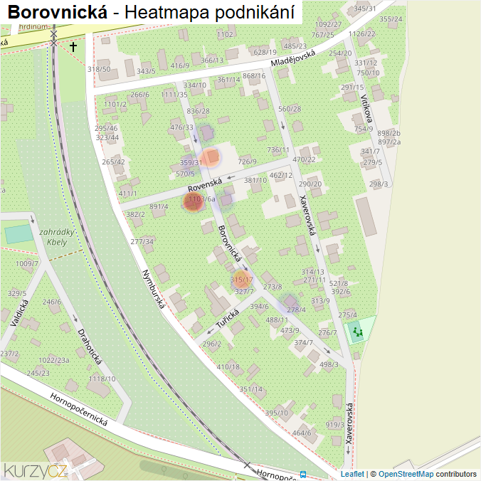 Mapa Borovnická - Firmy v ulici.