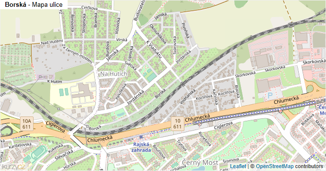 Borská - mapa ulice