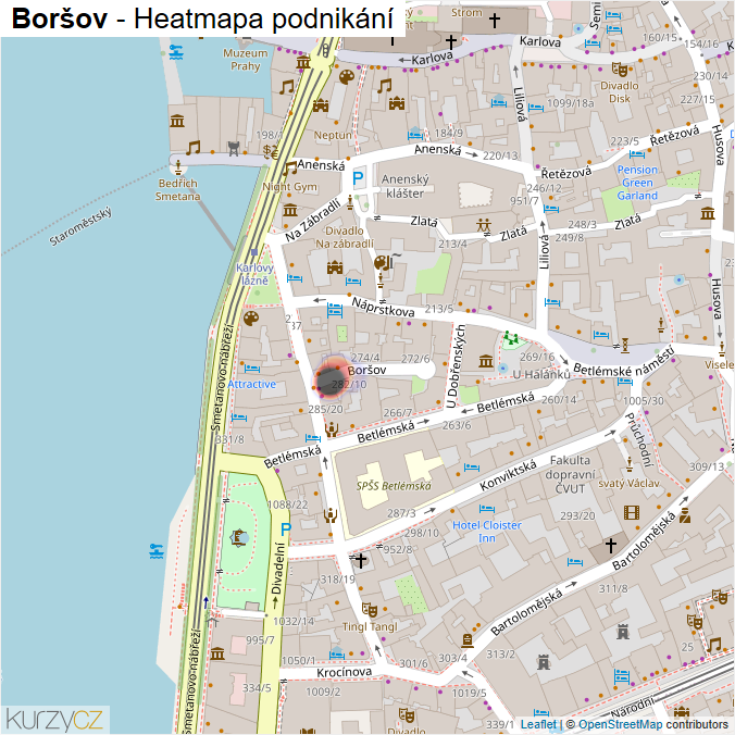 Mapa Boršov - Firmy v ulici.