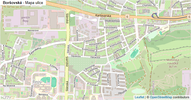 Boršovská - mapa ulice