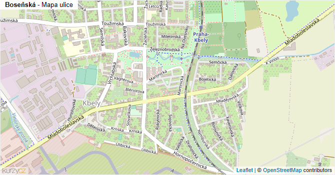 Boseňská - mapa ulice