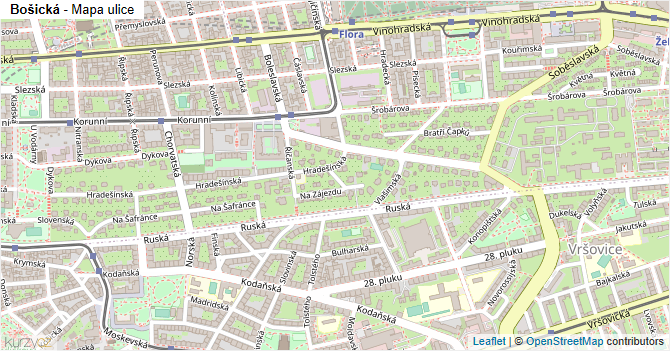 Bošická - mapa ulice