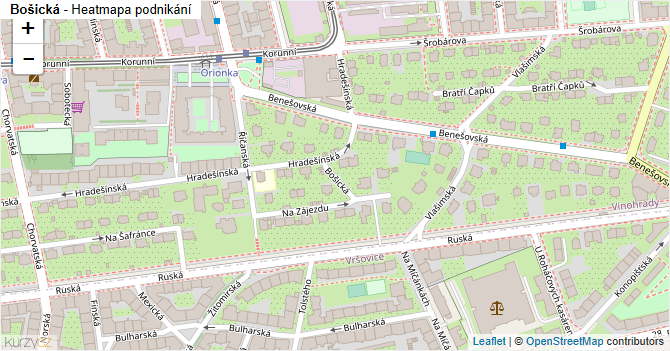 Bošická - mapa podnikání
