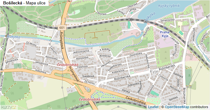 Bošilecká - mapa ulice