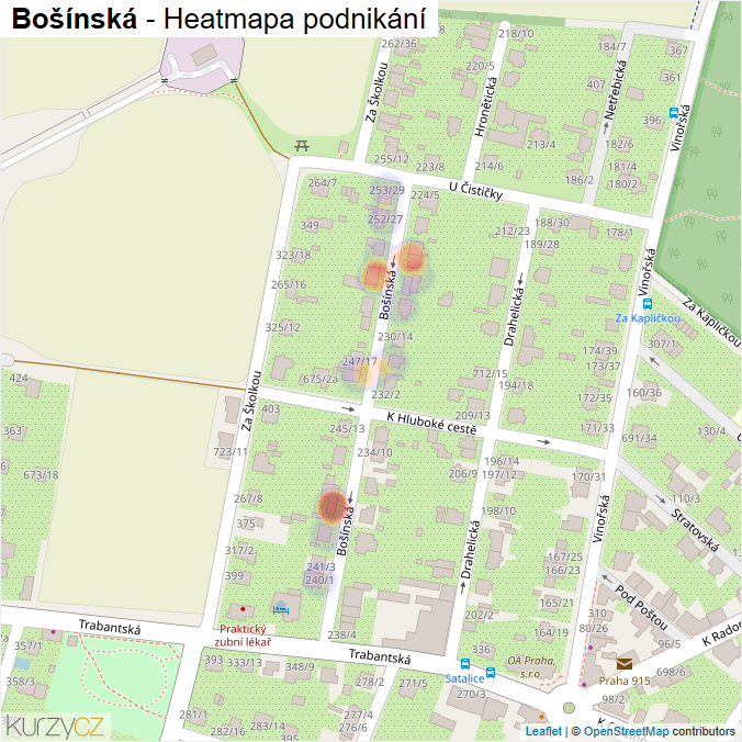Mapa Bošínská - Firmy v ulici.