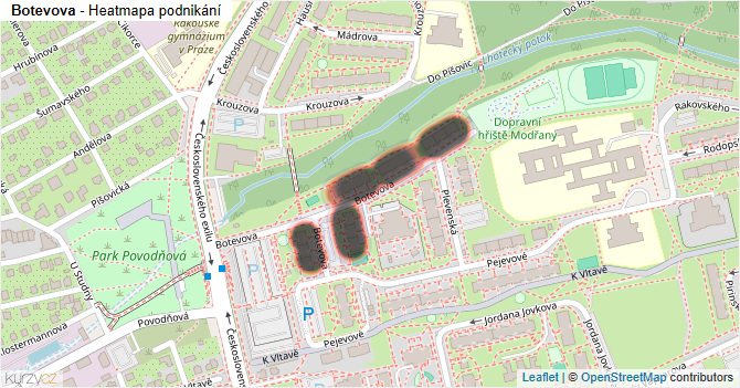 Botevova - mapa podnikání