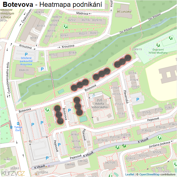 Mapa Botevova - Firmy v ulici.
