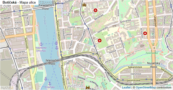 Botičská - mapa ulice