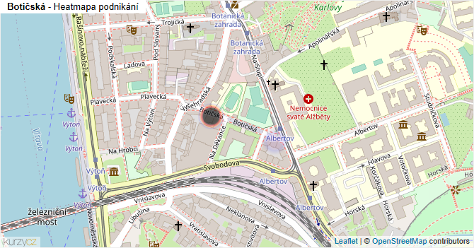 Botičská - mapa podnikání