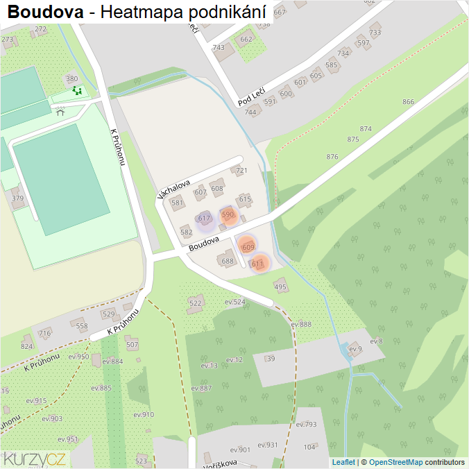Mapa Boudova - Firmy v ulici.