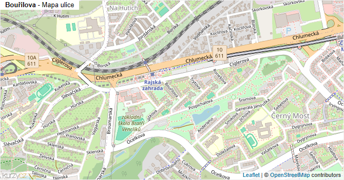 Bouřilova - mapa ulice