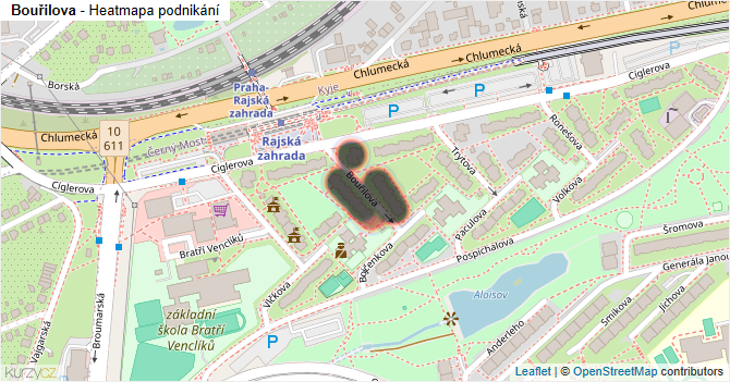 Bouřilova - mapa podnikání