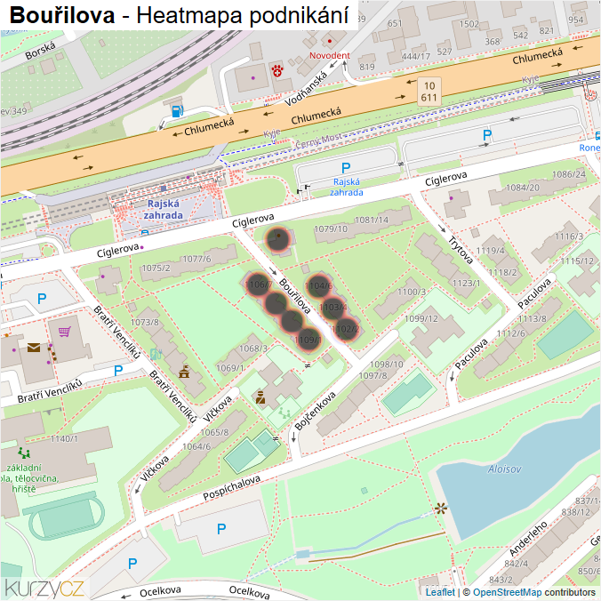 Mapa Bouřilova - Firmy v ulici.