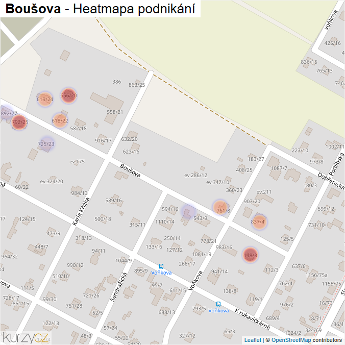Mapa Boušova - Firmy v ulici.