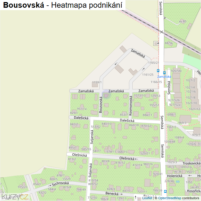 Mapa Bousovská - Firmy v ulici.