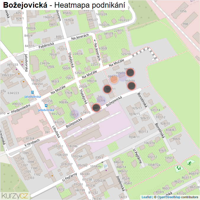 Mapa Božejovická - Firmy v ulici.