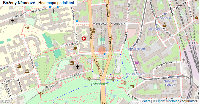 Boženy Němcové - mapa podnikání