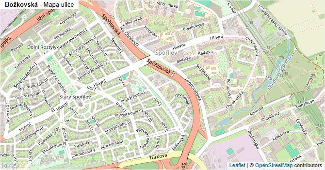 Božkovská - mapa ulice