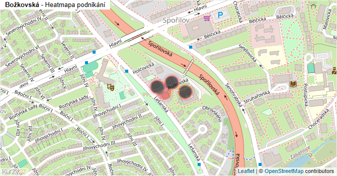 Božkovská - mapa podnikání