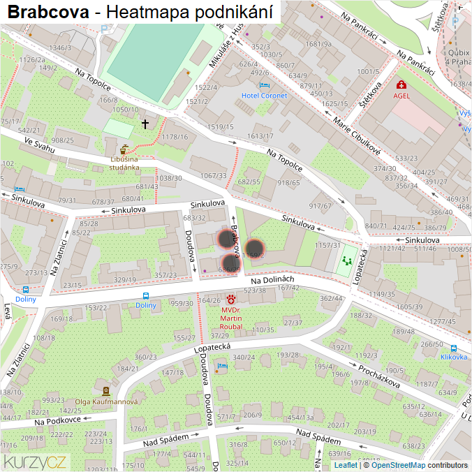Mapa Brabcova - Firmy v ulici.