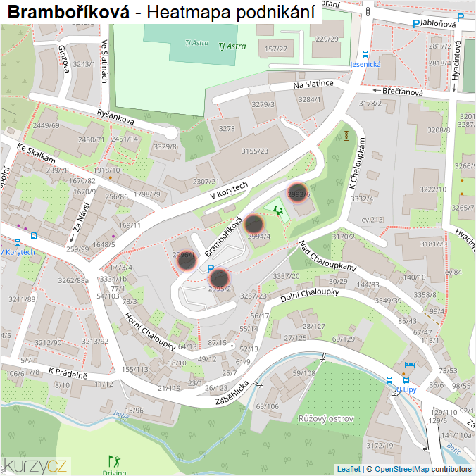 Mapa Bramboříková - Firmy v ulici.