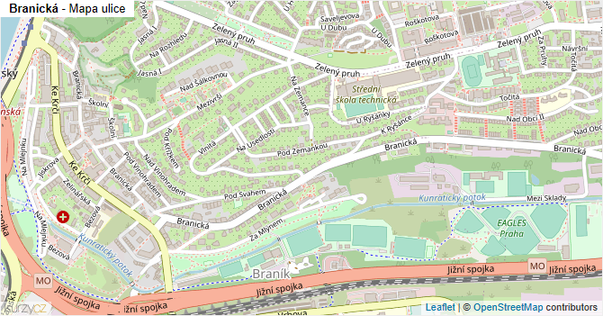 Branická - mapa ulice