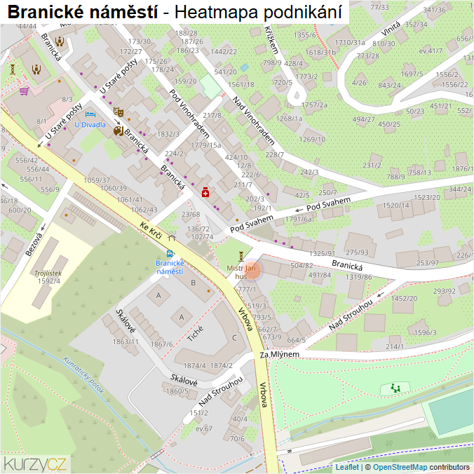 Mapa Branické náměstí - Firmy v ulici.
