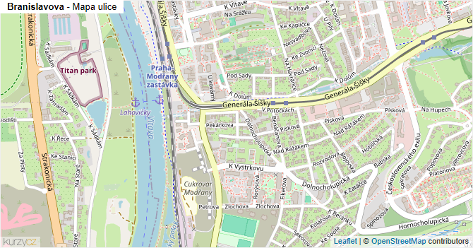 Branislavova - mapa ulice