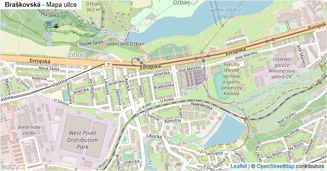 Braškovská - mapa ulice