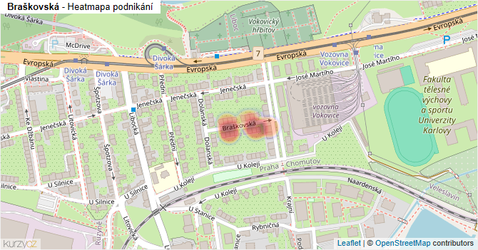 Braškovská - mapa podnikání
