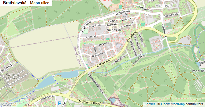 Bratislavská - mapa ulice