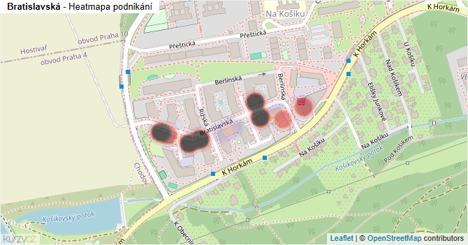 Bratislavská - mapa podnikání