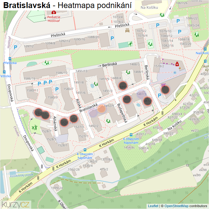 Mapa Bratislavská - Firmy v ulici.