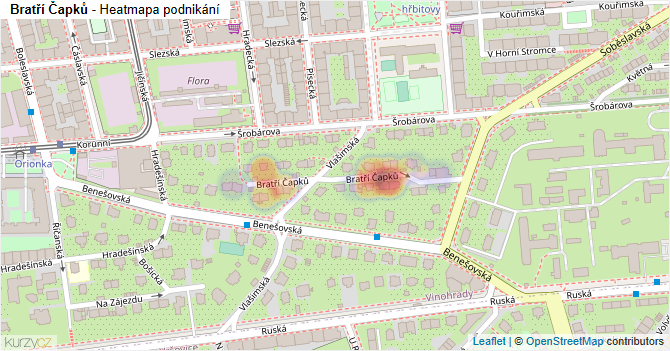Bratří Čapků - mapa podnikání