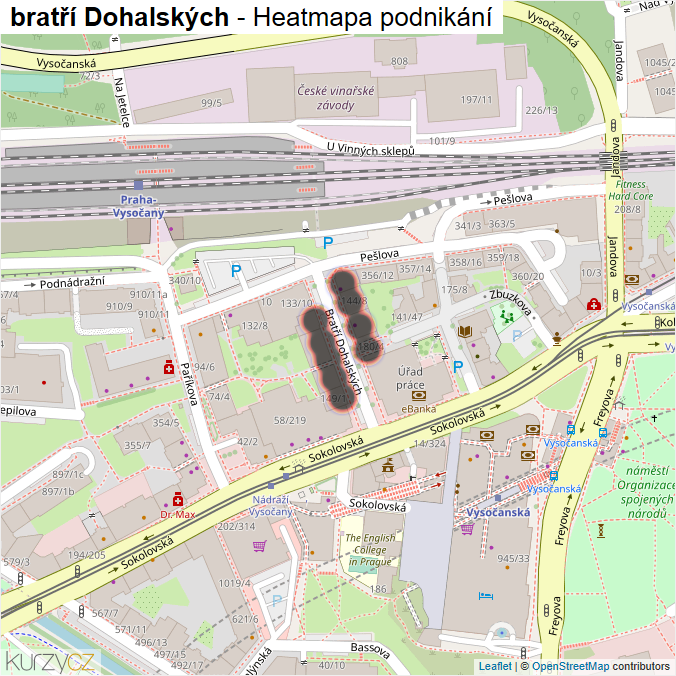 Mapa bratří Dohalských - Firmy v ulici.
