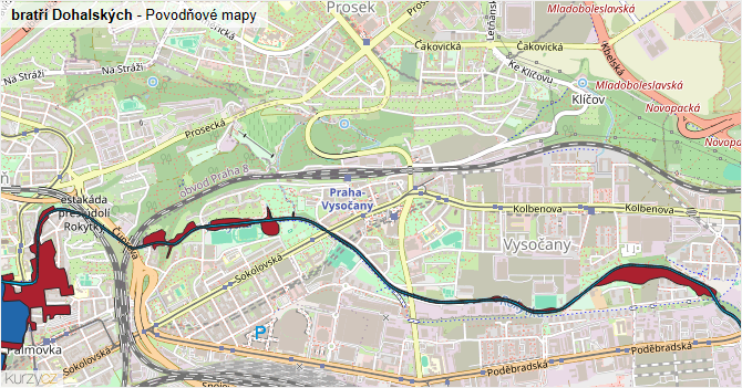 bratří Dohalských - záplavové mapy stoleté vody