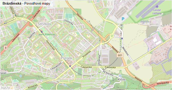 Brázdimská - záplavové mapy stoleté vody